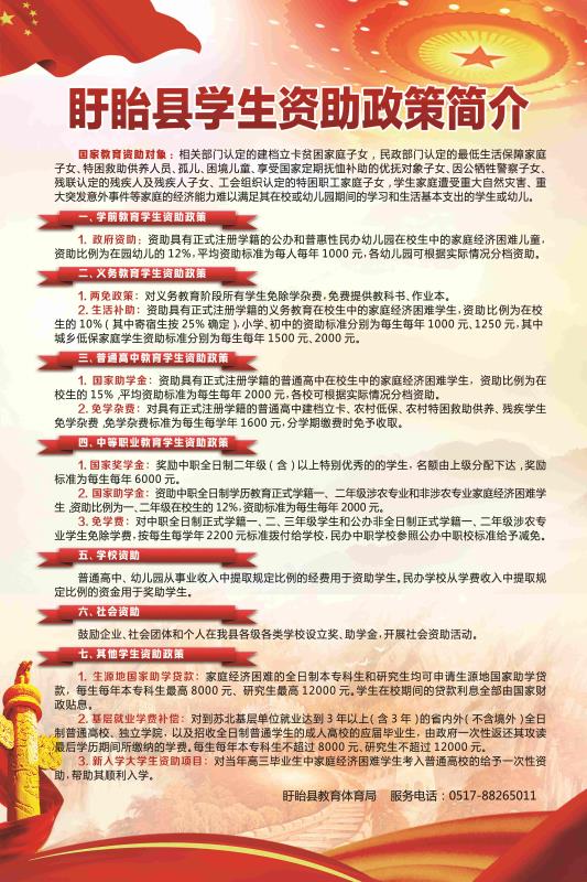 盱眙縣學(xué)生資助政策簡介